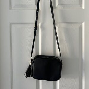 Chic Black Crossbody Bag with Tassel